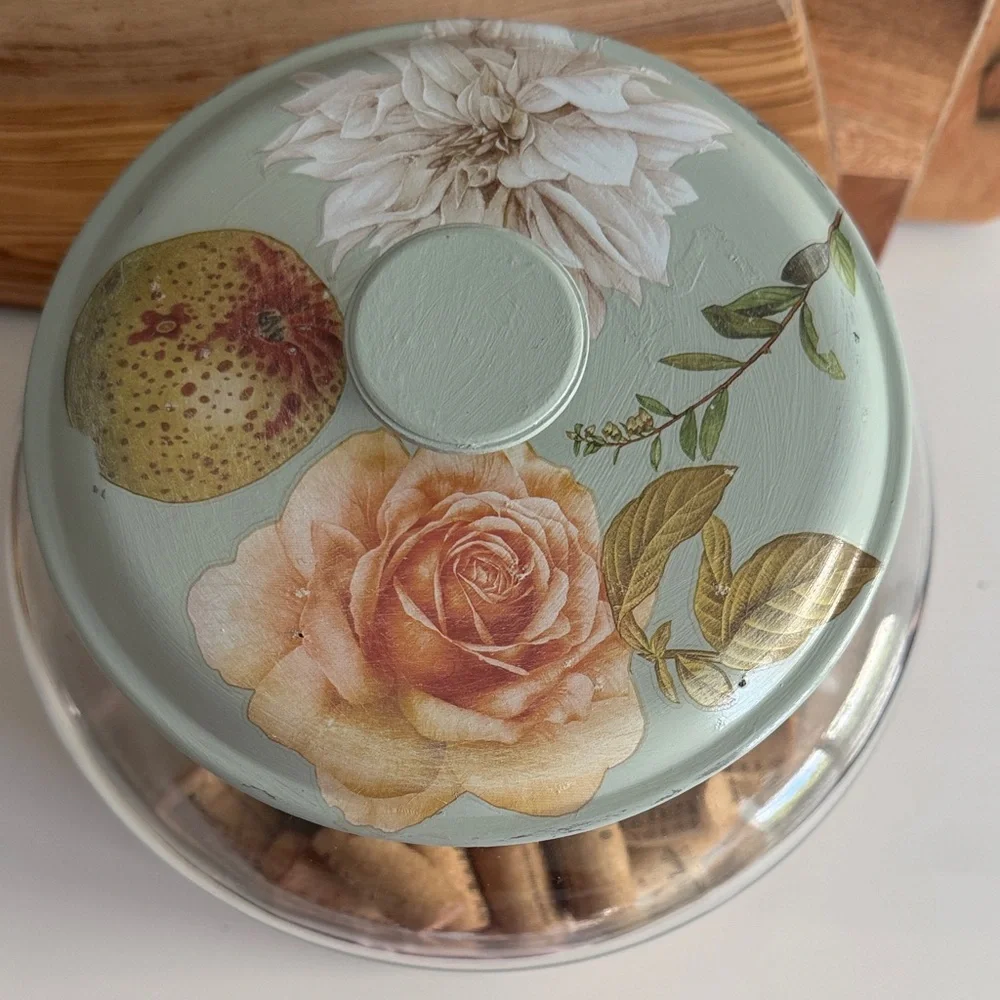 Glass Restaurant Storage Jar with Floral Painted Lid